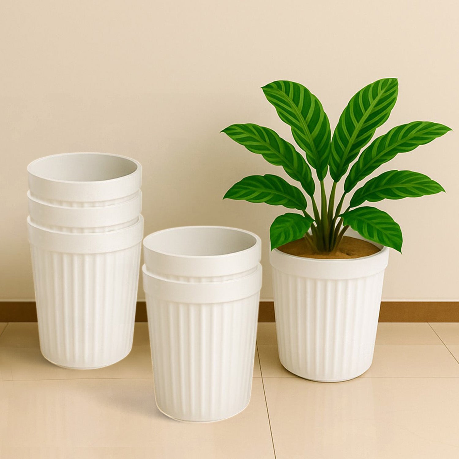 Go Hooked Plastic Planter Pot for Indoor Outdoor Plants 14 Inch Flower Pot for Home Decor, Balcony, Garden, Office – Decorative Plant Container Lightweight & Durable