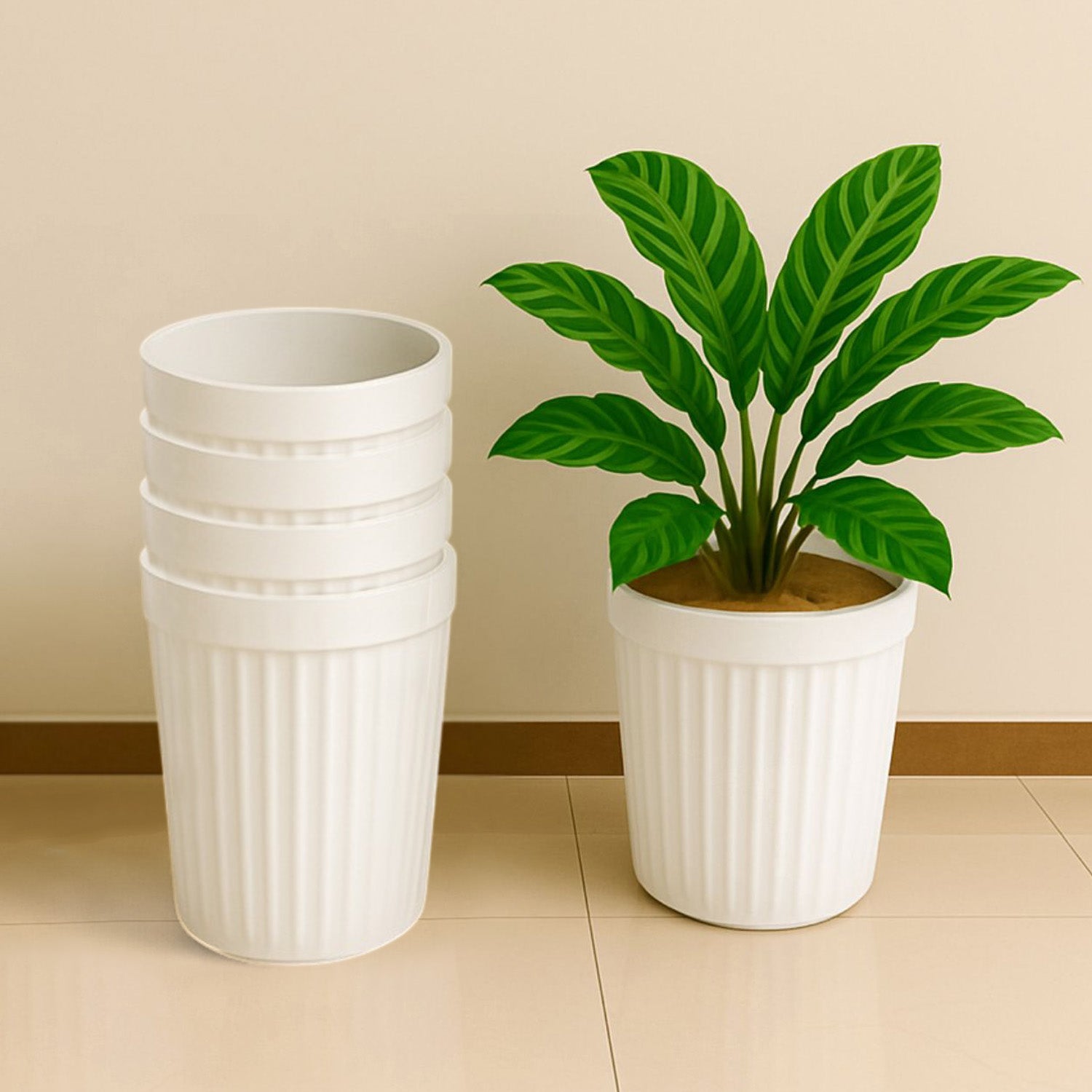 Go Hooked Plastic Planter Pot for Indoor Outdoor Plants 14 Inch Flower Pot for Home Decor, Balcony, Garden, Office – Decorative Plant Container Lightweight & Durable