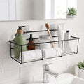 Go Hooked Wall Mounted Metal Storage Basket with Adhesive Hooks 32cm | Rust-Resistant Bathroom & Home Organizer Rack | No Drilling Shelf for Spices, Toiletries & Daily Essentials