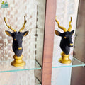 Go Hooked Blackbuck & Deer Head Statue Luxurious Polyresin Animal Bust Set of 2pcs with Gold Accents for Home, Office, and Tabletop Décor | Feng Shui & Vastu Positive Energy Showpiece (31Cm)