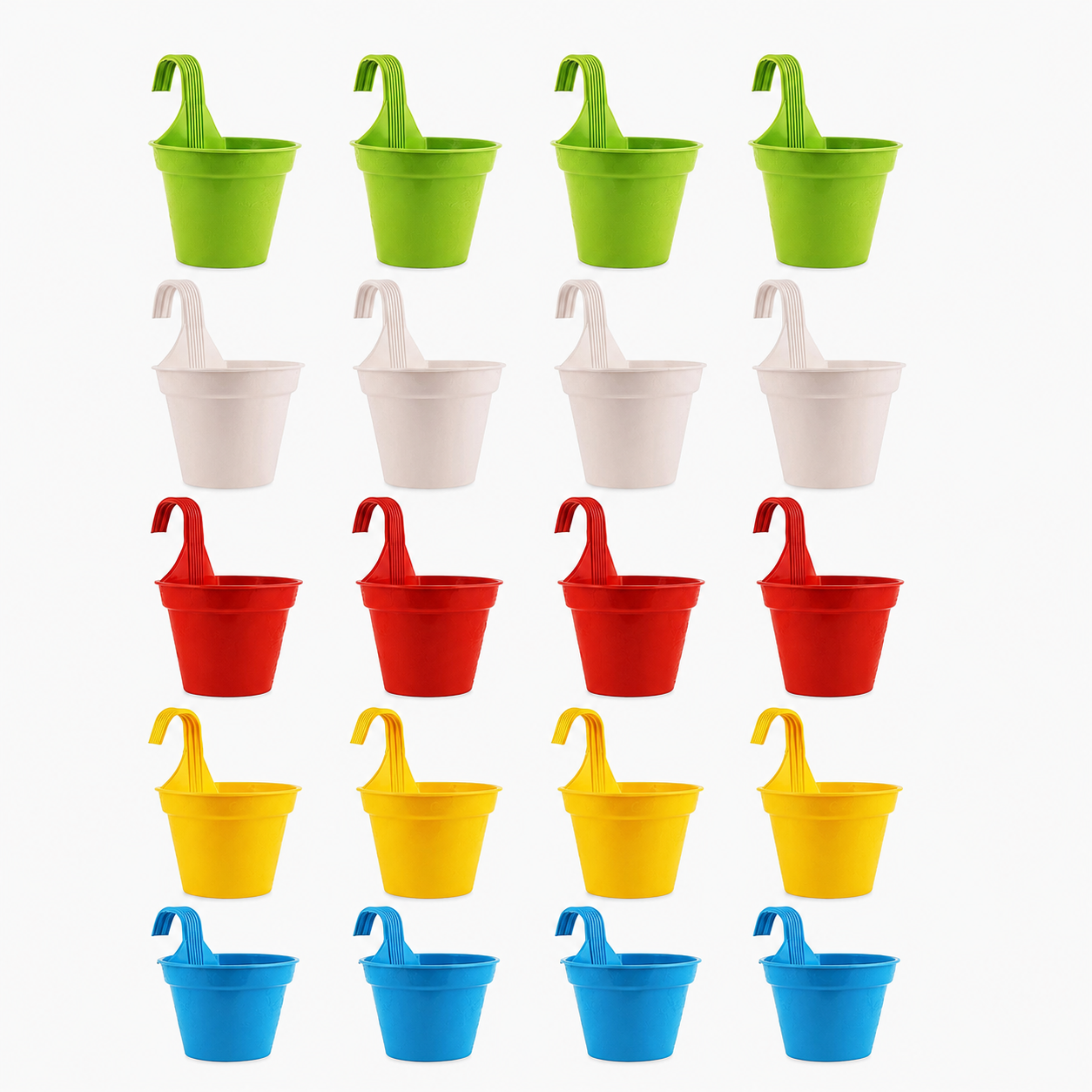 Go Hooked Plastic Small Hook Hanging Pot for Balcony, Size - 20.5 x 14.5 x 8.5 cm (Multicolor)