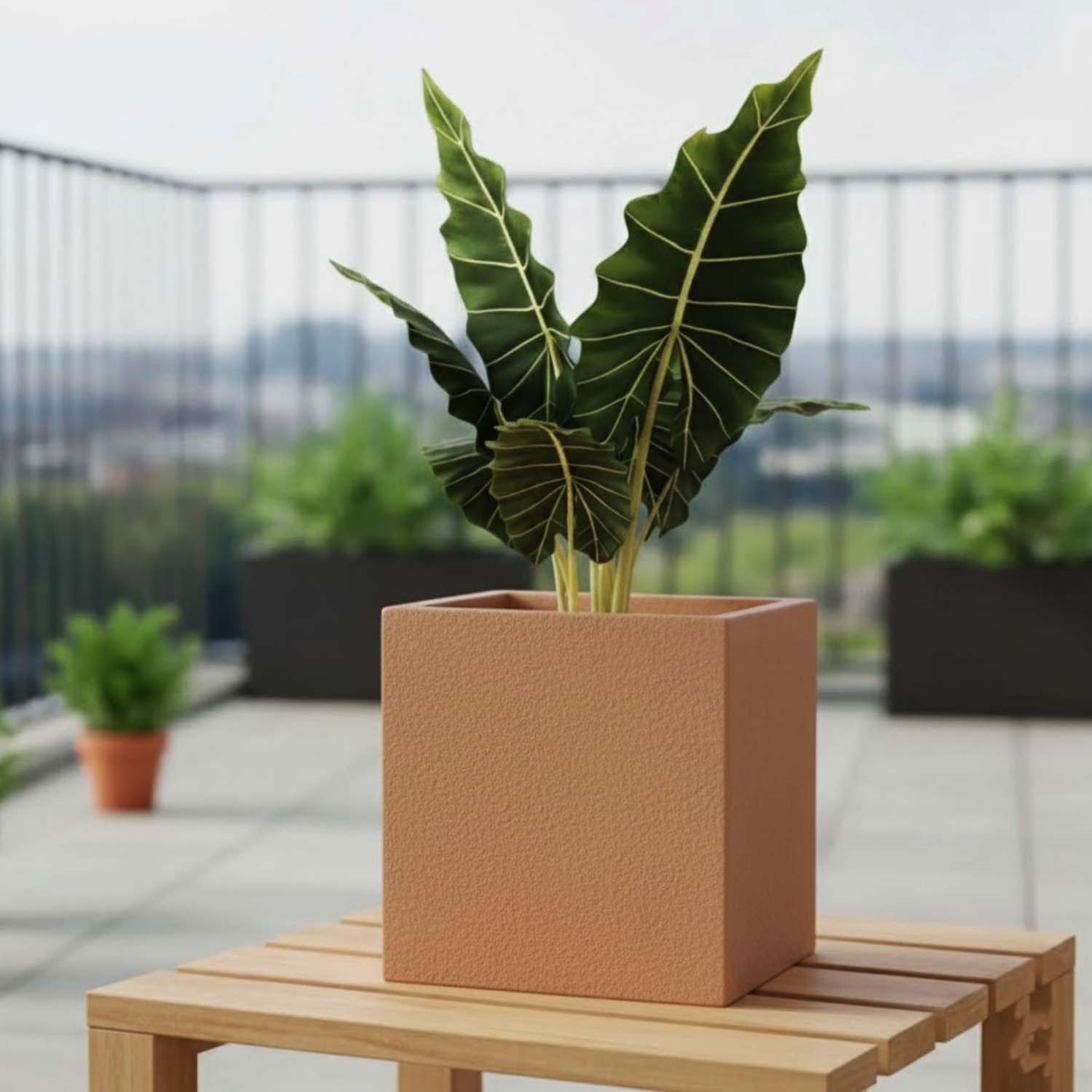 Go Hooked Home Decor Planter 12 Inch for Home & Office | Modern Indoor Planter for Living Room, Bedroom & Balcony | Decorative Planter Perfect for Artificial & Live Plants (Cube, White)