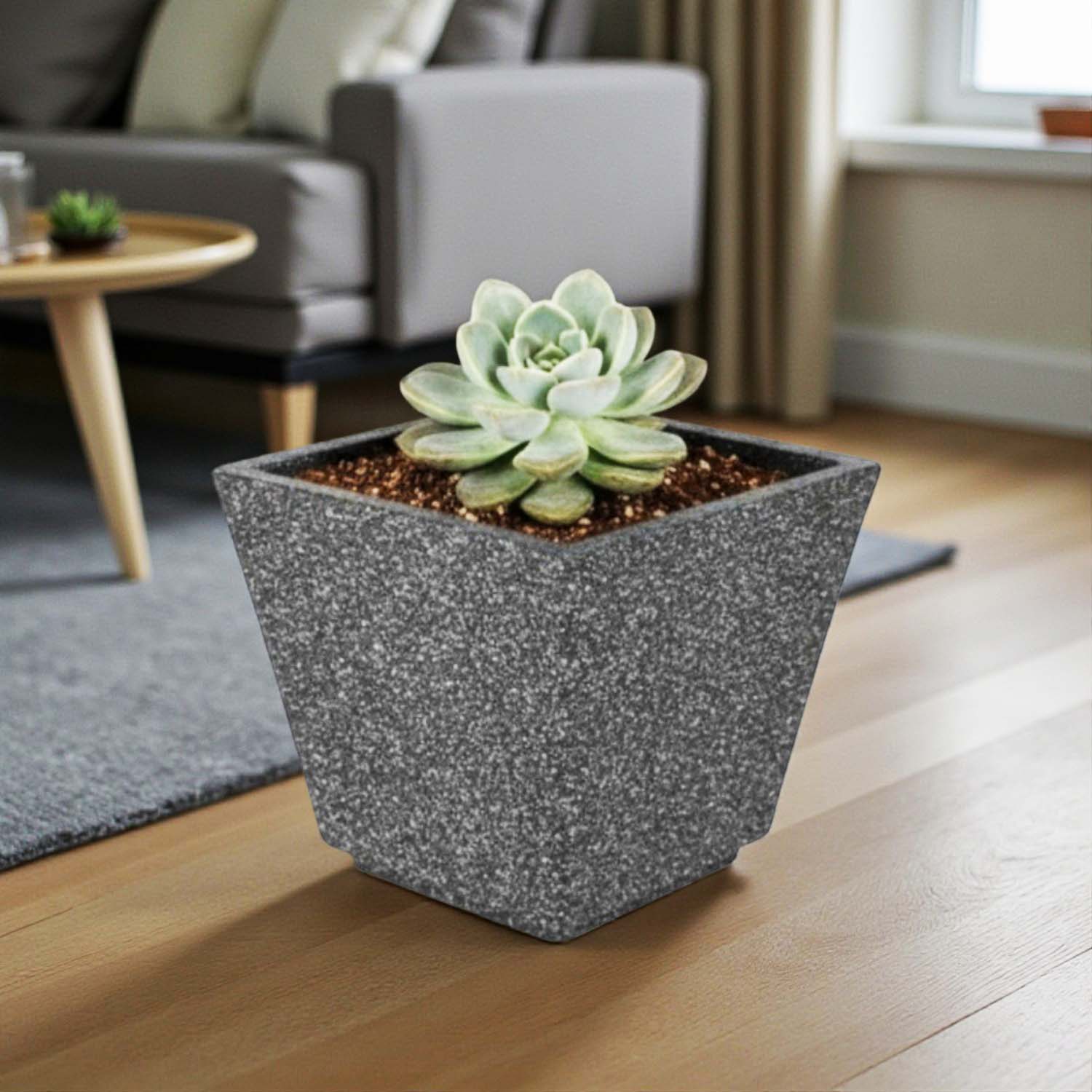 Go Hooked 12-Inch Chorsa Planter for Plants | Lightweight, UV-Resistant Polymer Pot for Indoor & Outdoor Plant | Durable Square Flower Pot for Balcony, Garden, Terrace & Home Decor – Black