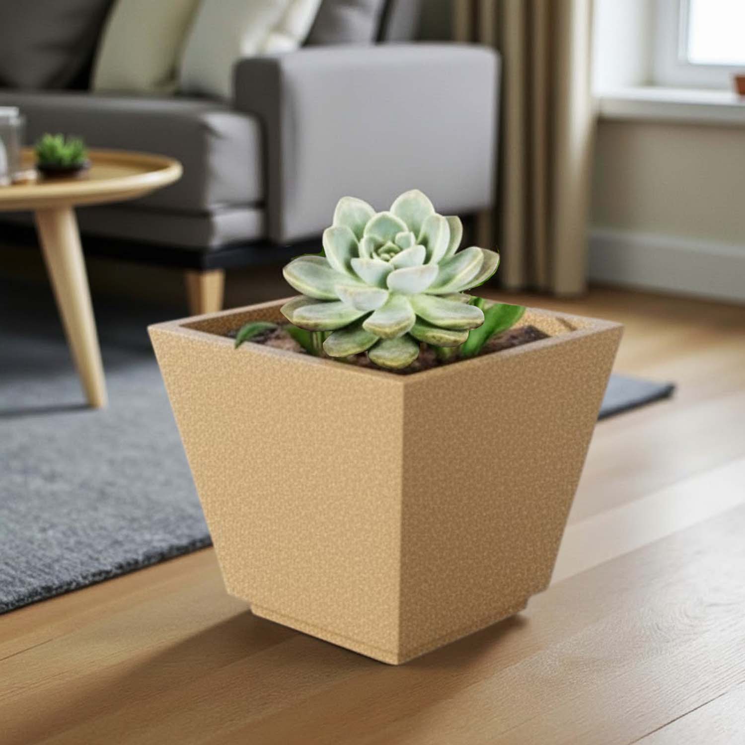 Go Hooked 12-Inch Chorsa Planter for Plants | Lightweight, UV-Resistant Polymer Pot for Indoor & Outdoor Plant | Durable Square Flower Pot for Balcony, Garden, Terrace & Home Decor – Black