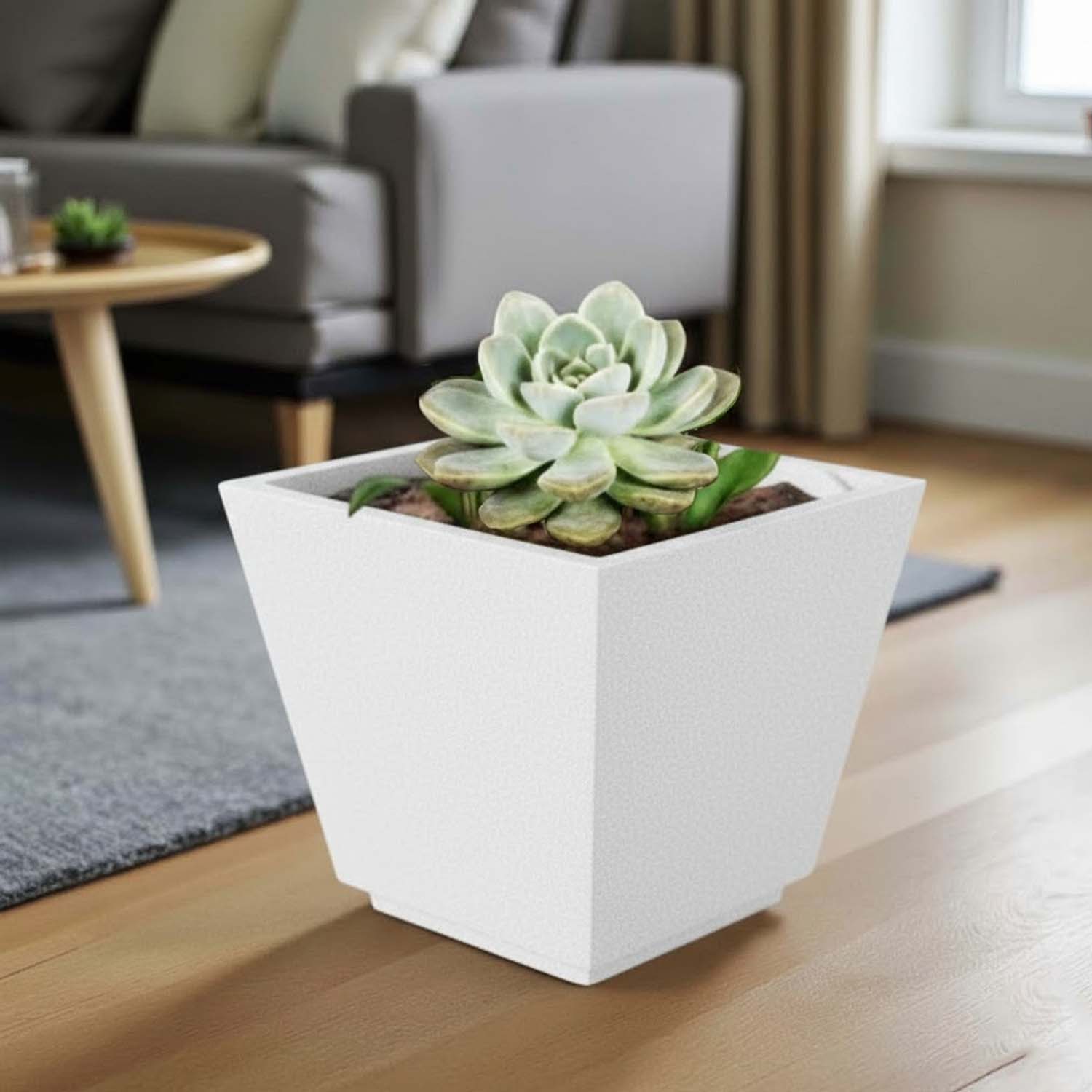 Go Hooked 12-Inch Chorsa Planter for Plants | Lightweight, UV-Resistant Polymer Pot for Indoor & Outdoor Plant | Durable Square Flower Pot for Balcony, Garden, Terrace & Home Decor – Black