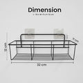 Go Hooked Wall Mounted Metal Storage Basket with Adhesive Hooks 32cm | Rust-Resistant Bathroom & Home Organizer Rack | No Drilling Shelf for Spices, Toiletries & Daily Essentials