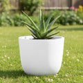 Go Hooked Pluto White Indoor Planter Pot 17 Inch | Lightweight Modern Round Plant Pot for Living Room, Balcony & Office | Decorative Polymer Pot for Live & Artificial Plants