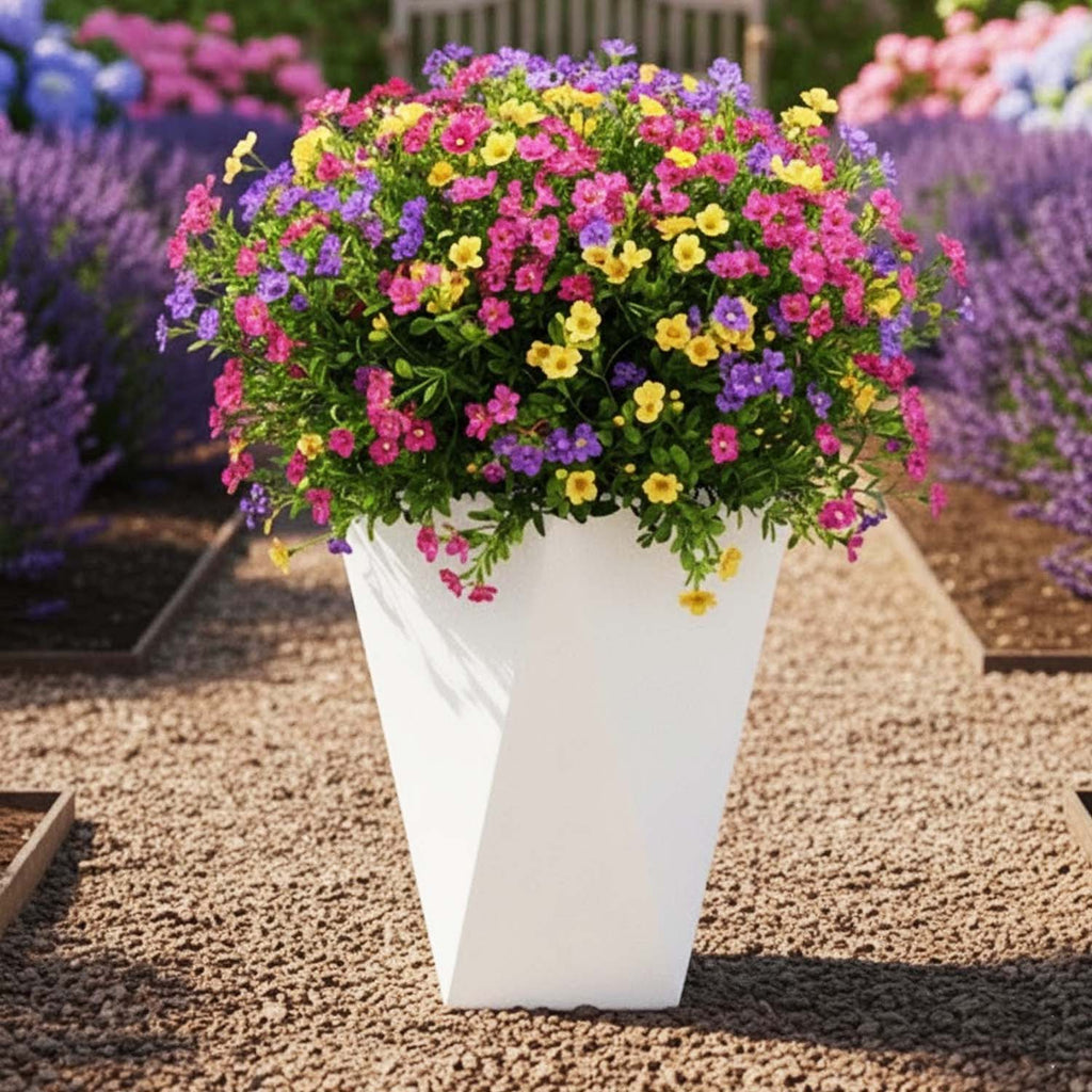 Go Hooked Diamond 18-Inch Planter Pot | Lightweight, Durable Polymer Pot for Flowers & Plants – Modern Black Gamla for Balcony, Terrace & Indoor Use