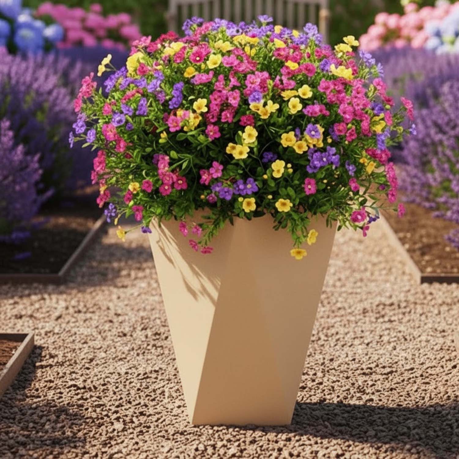 Go Hooked Diamond 18-Inch Planter Pot | Lightweight, Durable Polymer Pot for Flowers & Plants – Modern Black Gamla for Balcony, Terrace & Indoor Use