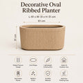 Go Hooked Large Oval Planter Pot (24x12) Inch | Aurelia Modern Ribbed Sandstone Texture Finish | UV & Weather Resistant Decorative Floor Planter for Balcony, Patio, Terrace, Garden & Entrance