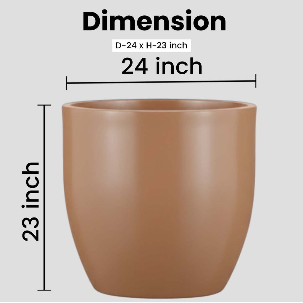 Go Hooked Pluto Brown Indoor Planter Pot 24 Inch | Lightweight Modern Round Plant Pot for Living Room, Balcony & Office | Decorative Polymer Pot for Live & Artificial Plants