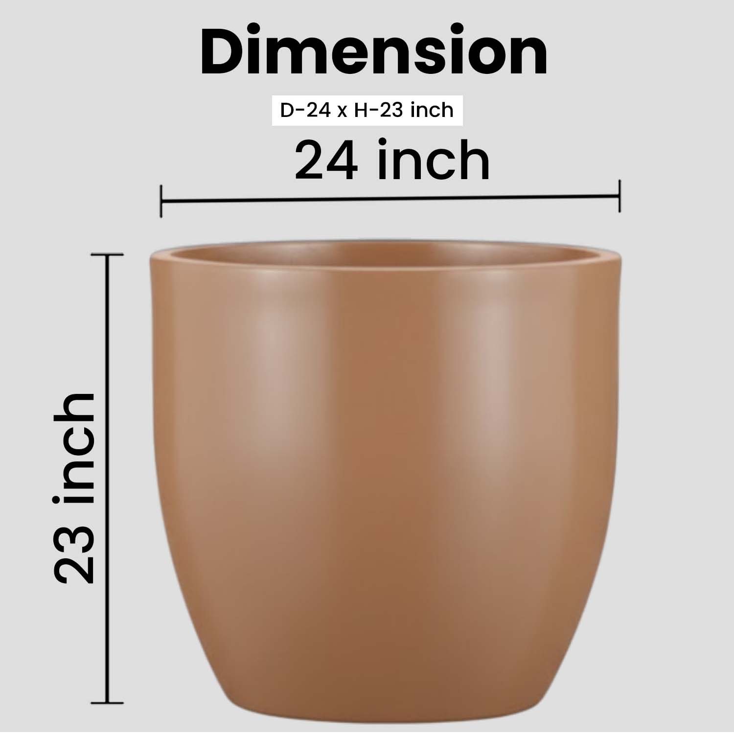 Go Hooked Pluto Brown Indoor Planter Pot 24 Inch | Lightweight Modern Round Plant Pot for Living Room, Balcony & Office | Decorative Polymer Pot for Live & Artificial Plants