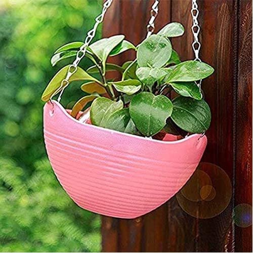 Go Hooked Plastic, Metal Hanging Pots with Chain, Assorted , 7.3 Inch, Pack of 6