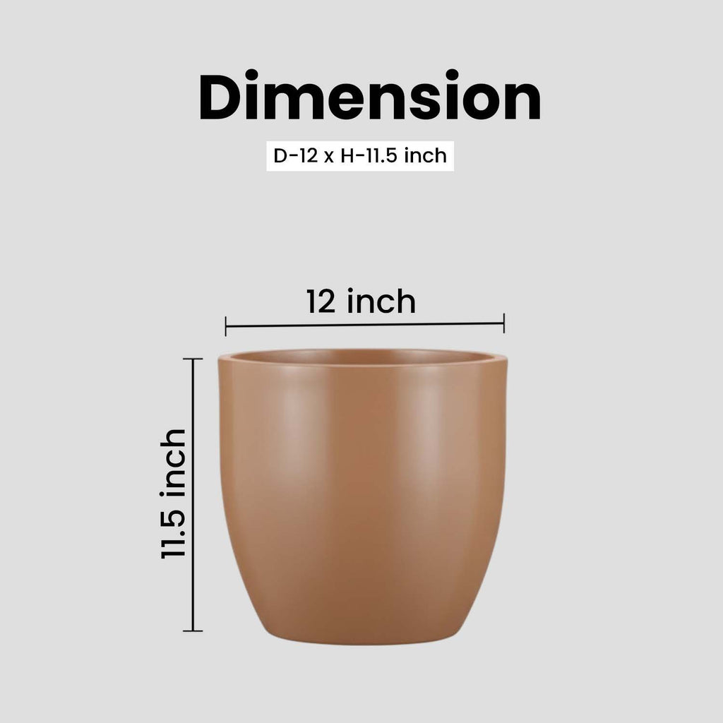 Go Hooked Pluto Brown Indoor Planter Pot 12 Inch | Lightweight Modern Round Plant Pot for Living Room, Balcony & Office | Decorative Polymer Pot for Live & Artificial Plants