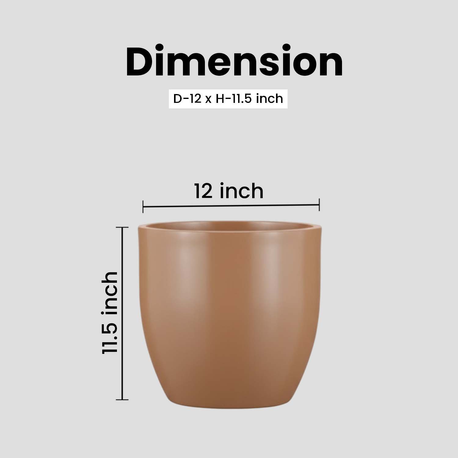 Go Hooked Pluto Brown Indoor Planter Pot 12 Inch | Lightweight Modern Round Plant Pot for Living Room, Balcony & Office | Decorative Polymer Pot for Live & Artificial Plants