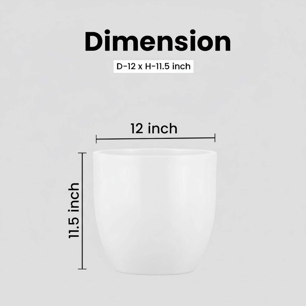 Go Hooked Pluto White Indoor Planter Pot 12 Inch | Lightweight Modern Round Plant Pot for Living Room, Balcony & Office | Decorative Polymer Pot for Live & Artificial Plants
