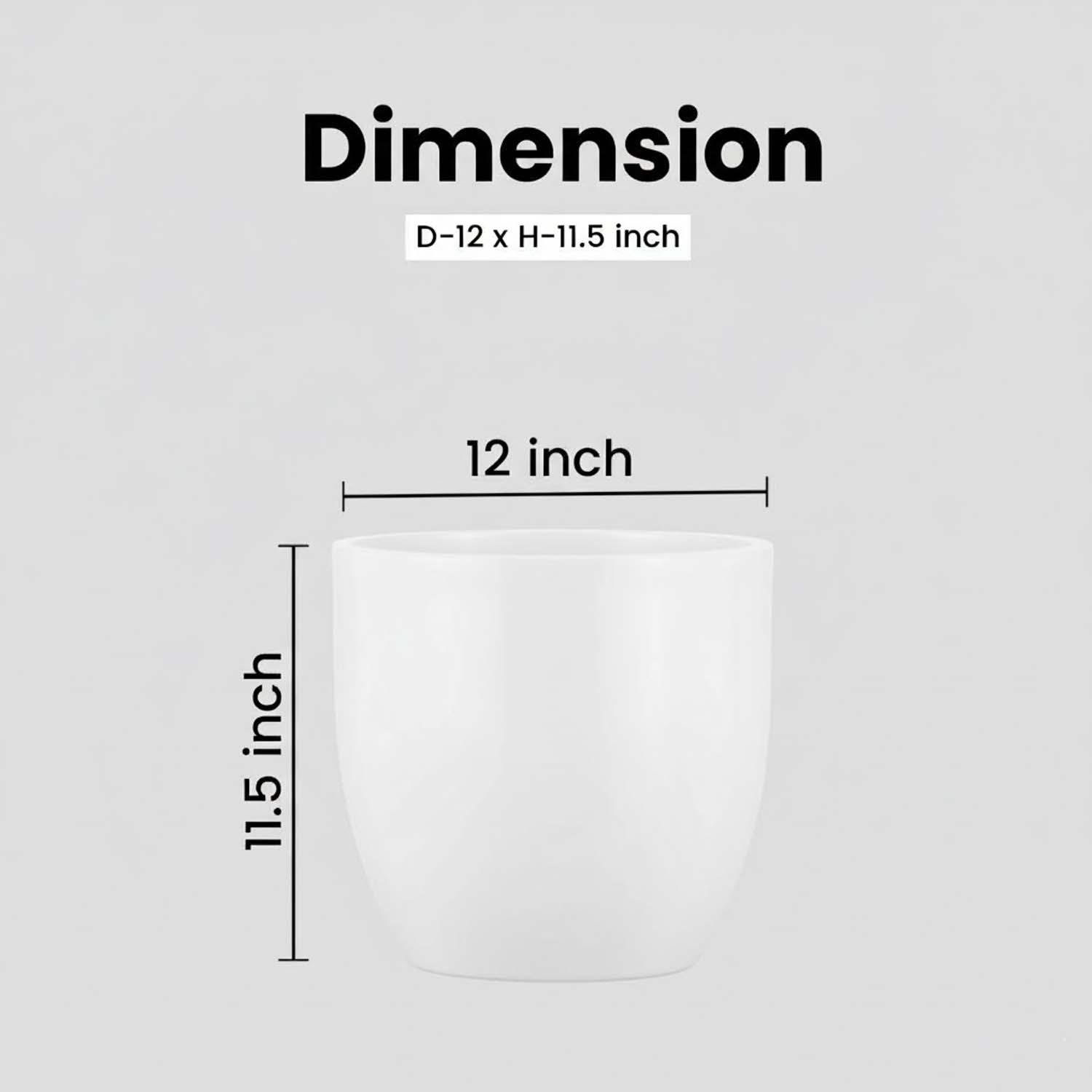 Go Hooked Pluto White Indoor Planter Pot 12 Inch | Lightweight Modern Round Plant Pot for Living Room, Balcony & Office | Decorative Polymer Pot for Live & Artificial Plants