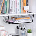 Go Hooked 12 Inch Undershelf Storage Basket Pack of 1 | Multipurpose Under Shelf Organizer | Hanging Wire Basket for Cabinet, Shelf, Pantry, Cupboard, Closet, Desk, and Bathroom (Black)