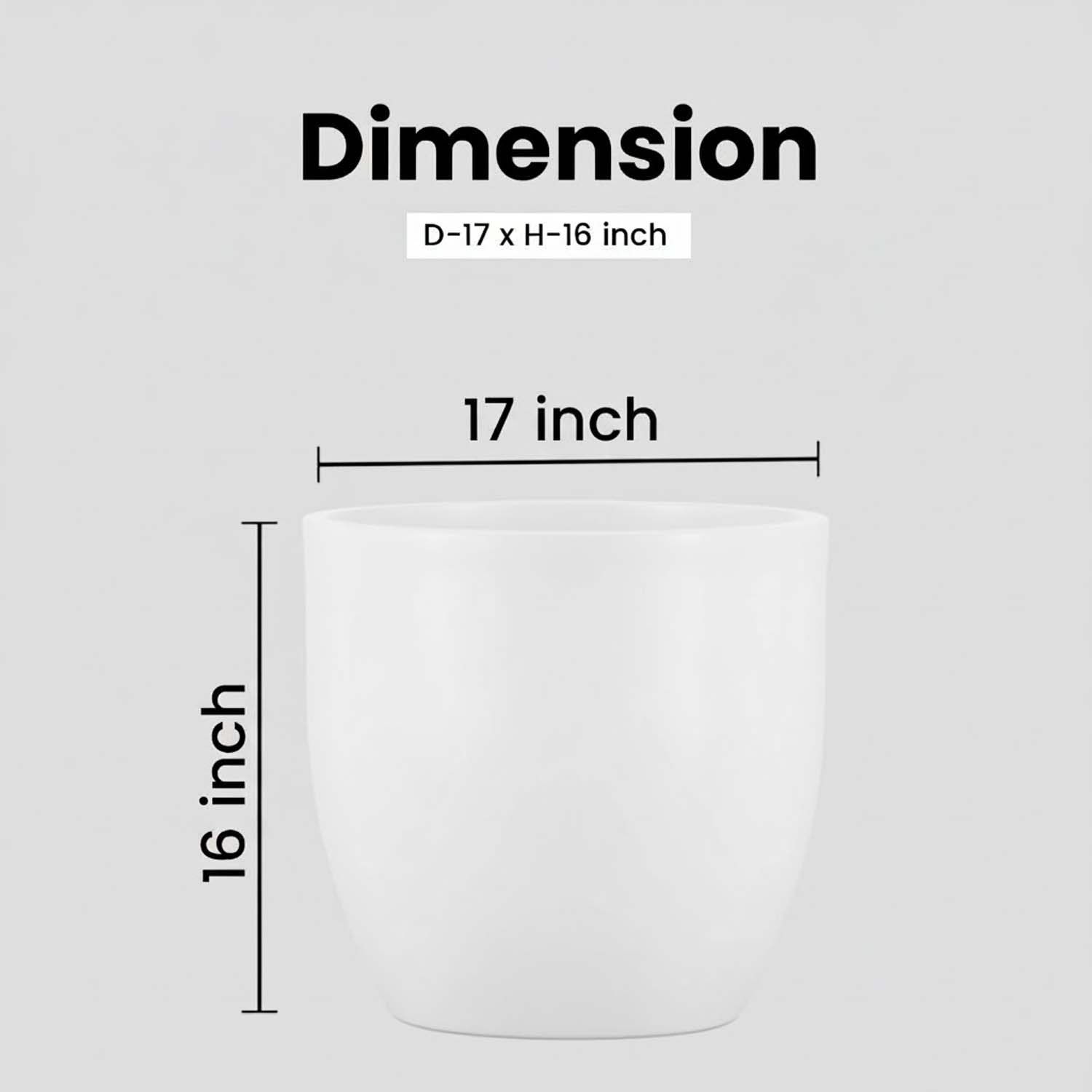 Go Hooked Pluto White Indoor Planter Pot 17 Inch | Lightweight Modern Round Plant Pot for Living Room, Balcony & Office | Decorative Polymer Pot for Live & Artificial Plants