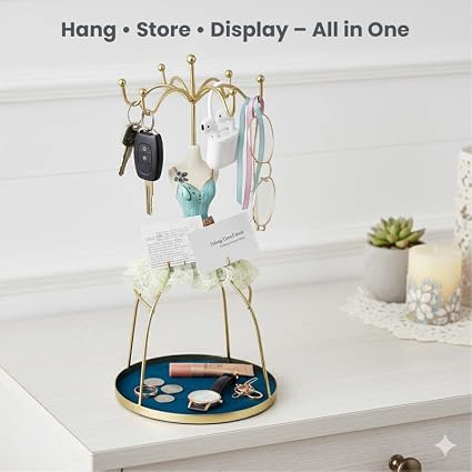Go Hooked Doll Dress Jewelry Holder Stand | Jewelry Organizer Stand with Hooks for Necklaces, Earrings, Bracelets & Rings | Decorative Jewelry Storage Display for Dressing Table Bedroom (Orange)