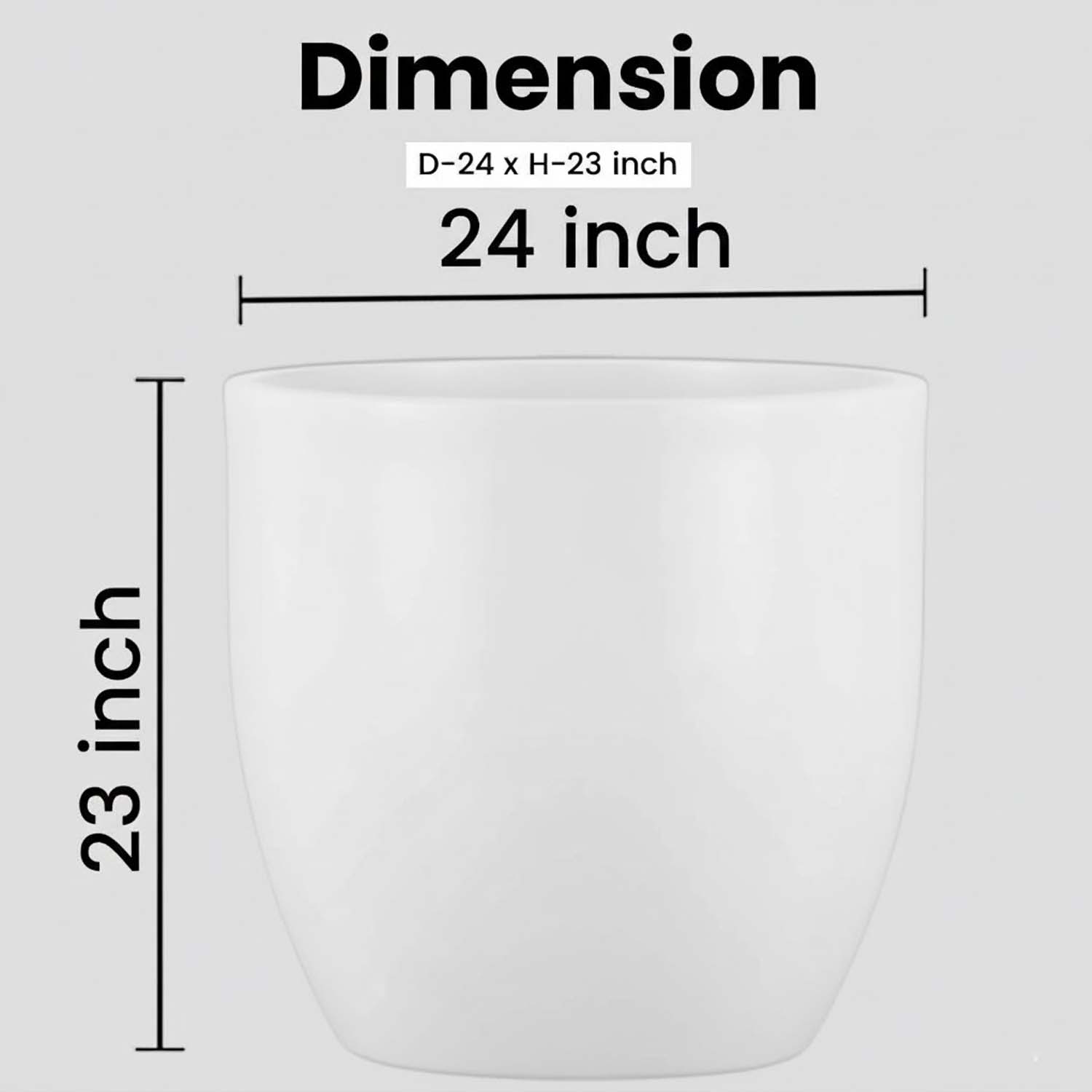 Go Hooked Pluto White Indoor Planter Pot 24 Inch | Lightweight Modern Round Plant Pot for Living Room, Balcony & Office | Decorative Polymer Pot for Live & Artificial Plants