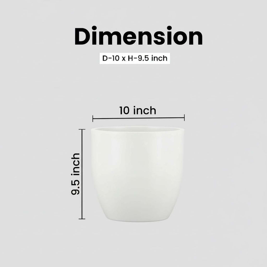 Go Hooked Pluto White Indoor Planter Pot 10 Inch | Lightweight Modern Round Plant Pot for Living Room, Balcony & Office | Decorative Polymer Pot for Live & Artificial Plants