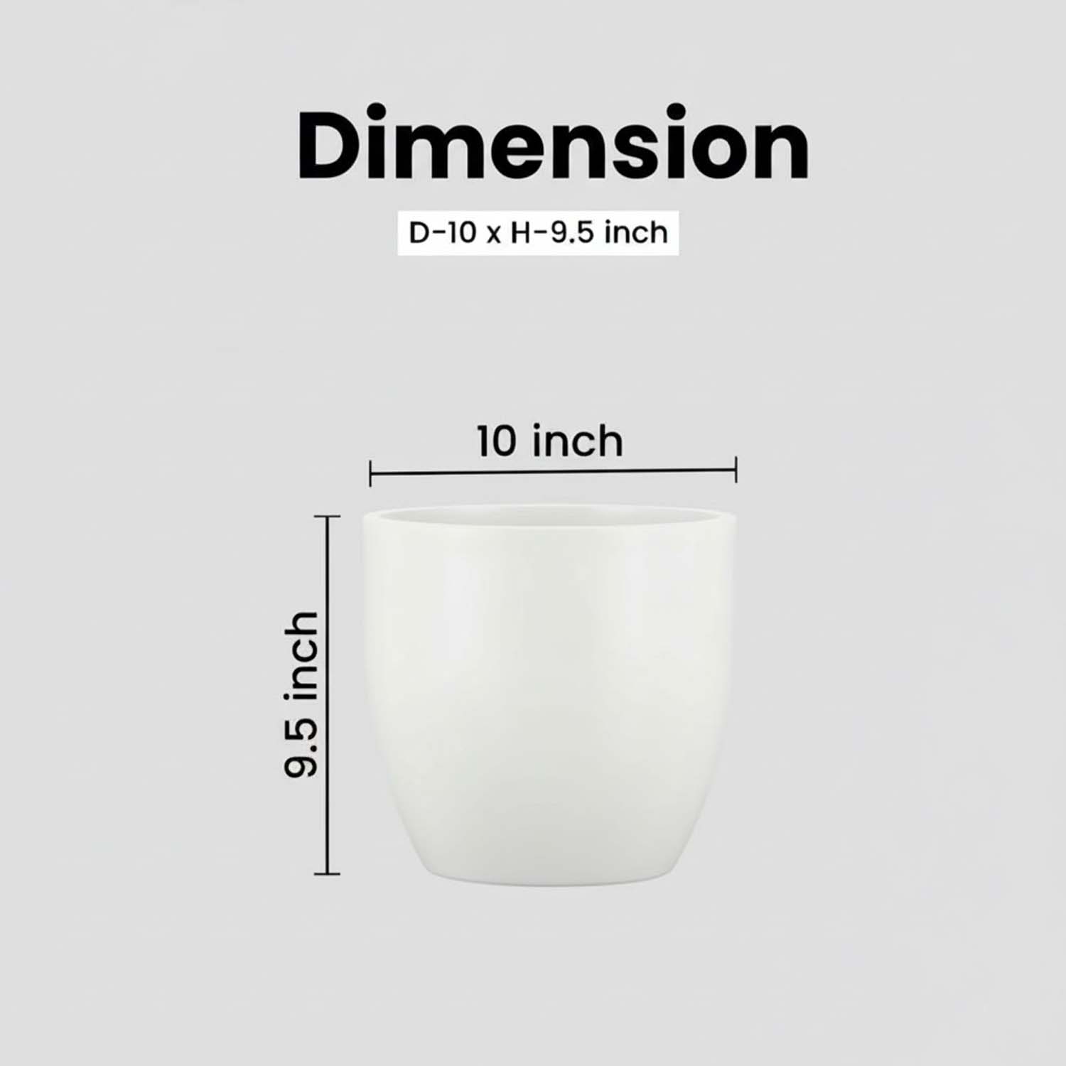Go Hooked Pluto White Indoor Planter Pot 10 Inch | Lightweight Modern Round Plant Pot for Living Room, Balcony & Office | Decorative Polymer Pot for Live & Artificial Plants