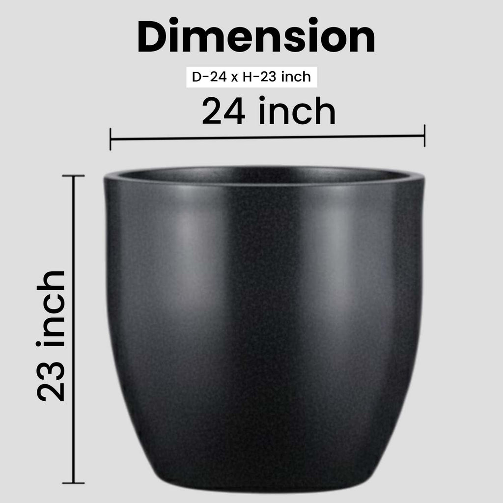 Go Hooked Pluto Black Indoor Planter Pot 24 Inch | Lightweight Modern Round Plant Pot for Living Room, Balcony & Office | Decorative Polymer Pot for Live & Artificial Plants