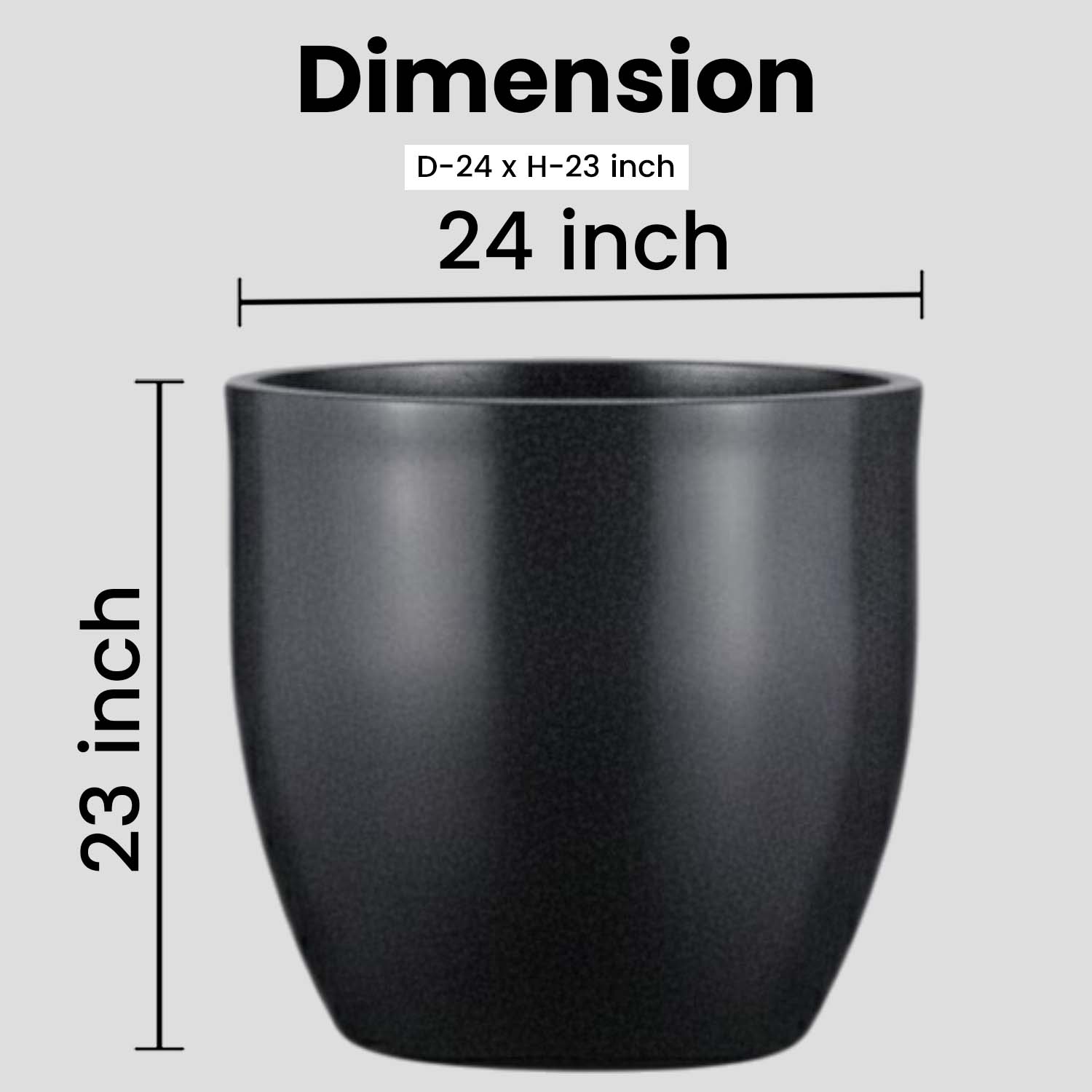 Go Hooked Pluto Black Indoor Planter Pot 24 Inch | Lightweight Modern Round Plant Pot for Living Room, Balcony & Office | Decorative Polymer Pot for Live & Artificial Plants