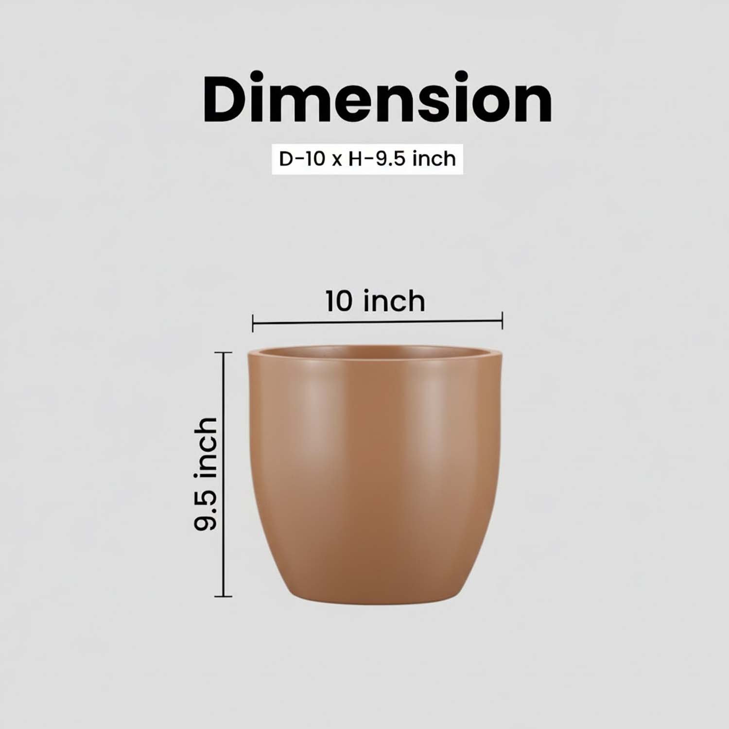 Go Hooked Pluto Brown Indoor Planter Pot 10 Inch | Lightweight Modern Round Plant Pot for Living Room, Balcony & Office | Decorative Polymer Pot for Live & Artificial Plants
