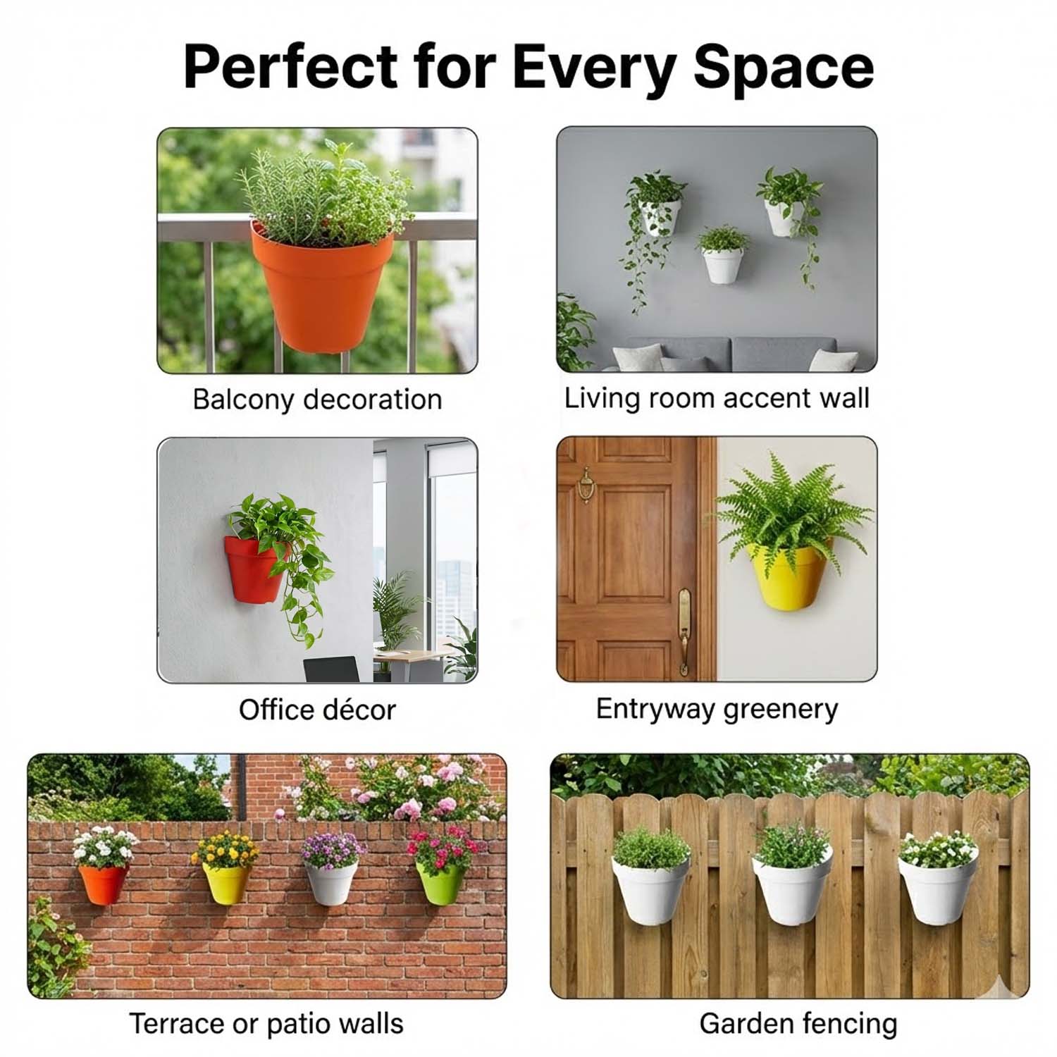 Go Hooked Wall Hanging Pot Set (Multicolor)(Set of 10)