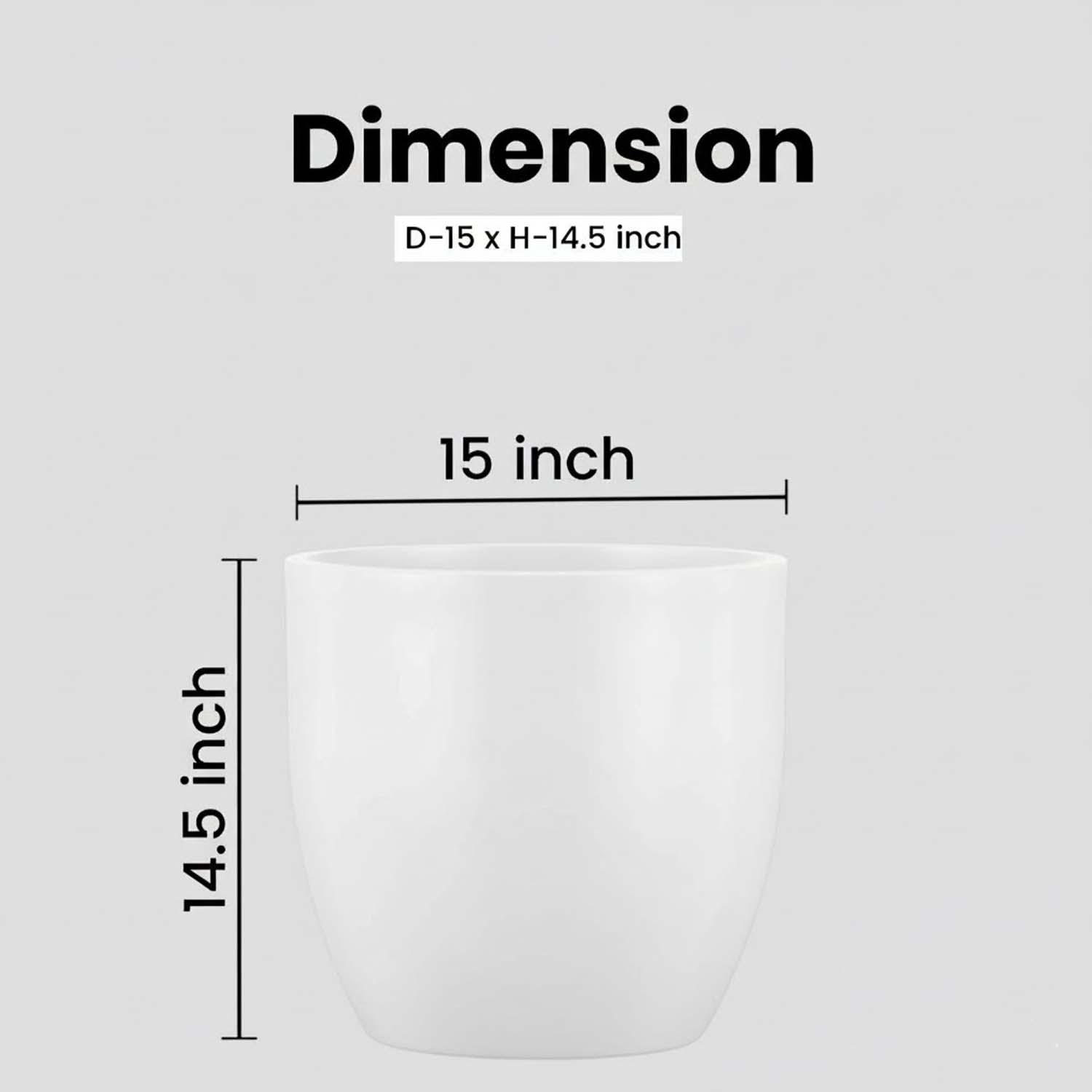 Go Hooked Pluto White Indoor Planter Pot 15 Inch | Lightweight Modern Round Plant Pot for Living Room, Balcony & Office | Decorative Polymer Pot for Live & Artificial Plants