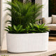 Go Hooked Large Oval Planter Pot (30x15) Inch | Aurelia Modern Ribbed Marble White Texture Finish | UV & Weather Resistant Decorative Floor Planter for Balcony, Patio, Terrace, Garden & Entrance