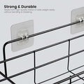 Go Hooked Wall Mounted Metal Storage Basket with Adhesive Hooks 32cm | Rust-Resistant Bathroom & Home Organizer Rack | No Drilling Shelf for Spices, Toiletries & Daily Essentials