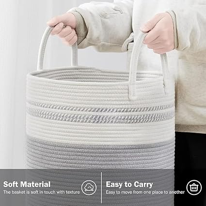 Go Hooked Large Laundry Basket for Clothes | Foldable Laundry Bag with Waterproof Inner Lining | Dirty Clothes Hamper with Handles | Laundry Storage Bin for Home, Bedroom & Bathroom – Brown & Grey