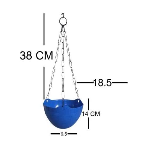 Go Hooked Plastic, Metal Hanging Pots with Chain, Assorted , 7.3 Inch, Pack of 6