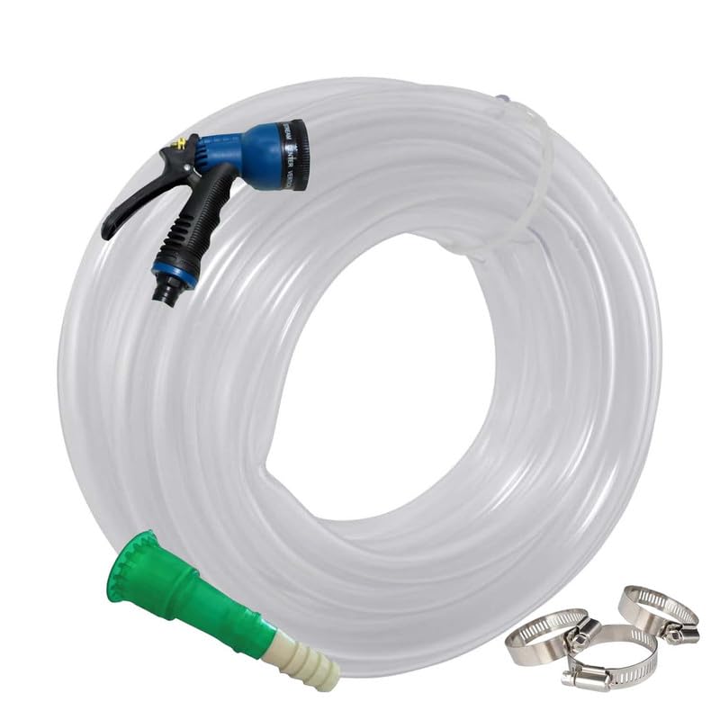 Go Hooked 10 Meter 0.5 inch Heavy Duty 3 Layered Braided PVC Garden Hose Pipe with 8 Mode Spray Gun, Tap Adapter & 3 Clamps, Water Pipe for Garden, Car Washing, Garden Pipe for Home (32.5 feet, White)