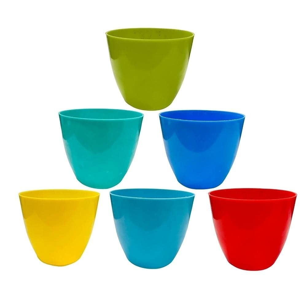 Go Hooked Plastic Indoor Plant Pot, Multicolor, Size -13x13x10cm, 6 Pcs Small