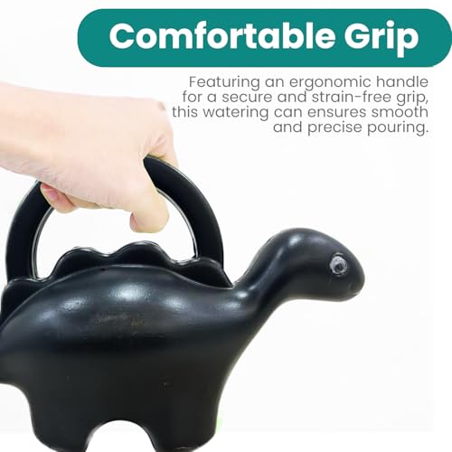 Go Hooked Plastic Dinosaur Shape 1 Liter Kids Watering Can for House Plants & Garden Plants Roar Some Gardening Dino Shaped Delight Garden Time Travel (Pack of 1, Gray, 1 Liter)