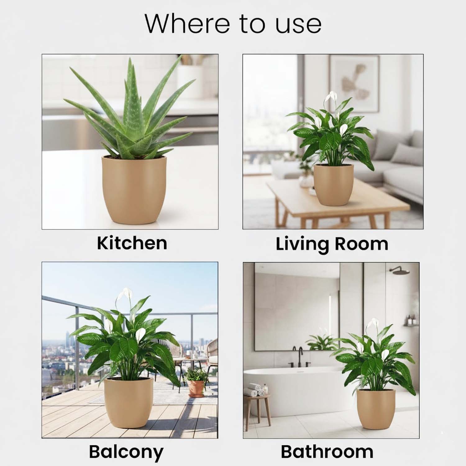 Go Hooked Pluto Brown Indoor Planter Pot 10 Inch | Lightweight Modern Round Plant Pot for Living Room, Balcony & Office | Decorative Polymer Pot for Live & Artificial Plants