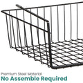 Go Hooked 12 Inch Undershelf Storage Basket Pack of 1 | Multipurpose Under Shelf Organizer | Hanging Wire Basket for Cabinet, Shelf, Pantry, Cupboard, Closet, Desk, and Bathroom (Black)
