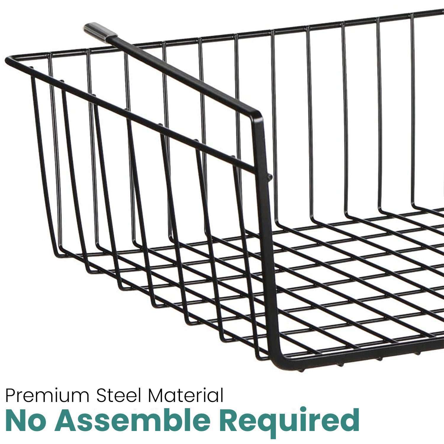 Go Hooked 12 Inch Undershelf Storage Basket Pack of 1 | Multipurpose Under Shelf Organizer | Hanging Wire Basket for Cabinet, Shelf, Pantry, Cupboard, Closet, Desk, and Bathroom (Black)