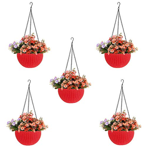 Go Hooked Plastic Hanging Pot, Dark Brown, Pot Diameter- 7.1 Inch, Pot Height-4.8 Inch, Pot Thickness-3 mm, Chain Length-13 inch Approx.