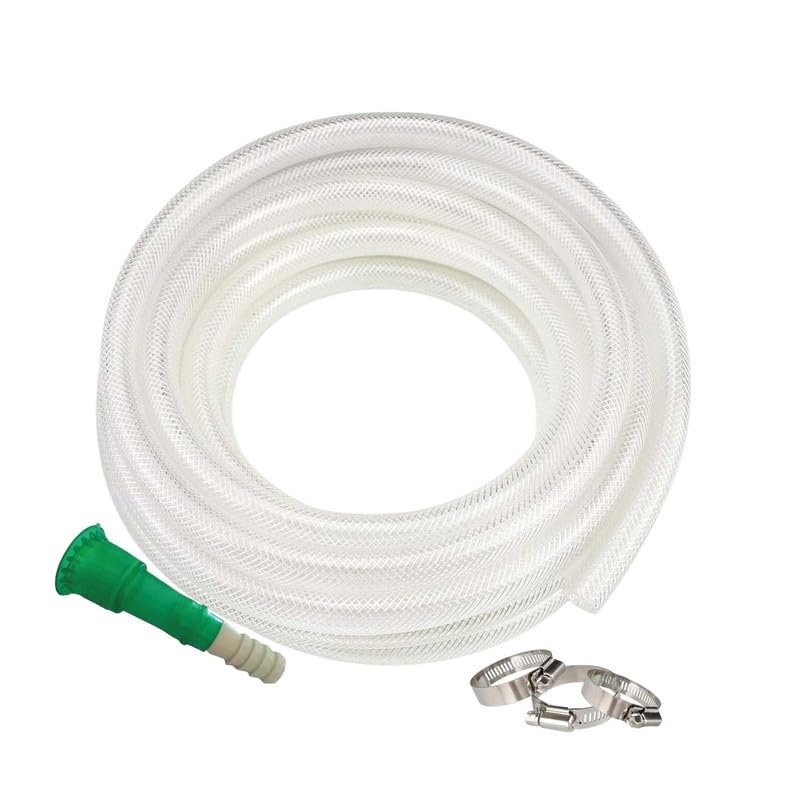 Go Hooked Garden Braided Water PVC Clear 15 Metre Hose Pipe with Hose Connector with 2 Clamps for Watering Home Garden Flower Plants.