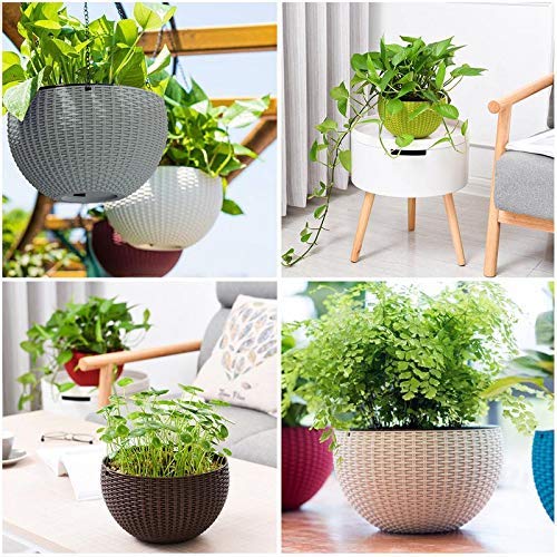 Go Hooked Plastic Round Hanging Planter, Set of 3, Multicolor, 7.1 Inch Diameter, 4.8 Inch Height, 13 Inch Chain, Indoor/Outdoor