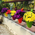 Go Hooked Plastic Hanging Planter for Plants, Railing Flower Pots, Pot Diameter (22 cm), Pot Height (17 cm) (Set of 3)(Green)