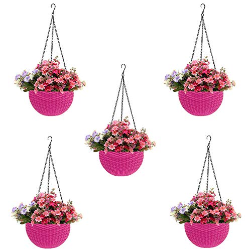 Go Hooked Plastic Hanging Pot, Dark Brown, Pot Diameter- 7.1 Inch, Pot Height-4.8 Inch, Pot Thickness-3 mm, Chain Length-13 inch Approx.