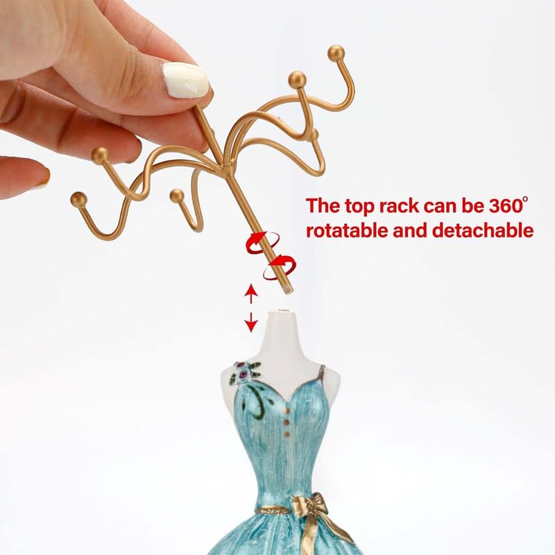 Go Hooked Doll Dress Jewelry Holder Stand | Jewelry Organizer Stand with Hooks for Necklaces, Earrings, Bracelets & Rings | Decorative Jewelry Storage Display for Dressing Table Bedroom (Orange)