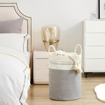 Go Hooked Large Laundry Basket for Clothes | Foldable Laundry Bag with Waterproof Inner Lining | Dirty Clothes Hamper with Handles | Laundry Storage Bin for Home, Bedroom & Bathroom – Brown & Grey