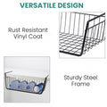 Go Hooked 12 Inch Undershelf Storage Basket Pack of 1 | Multipurpose Under Shelf Organizer | Hanging Wire Basket for Cabinet, Shelf, Pantry, Cupboard, Closet, Desk, and Bathroom (Black)